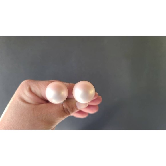 Iridescent Pink Dome Clip-on Earrings - Picture 5 of 10